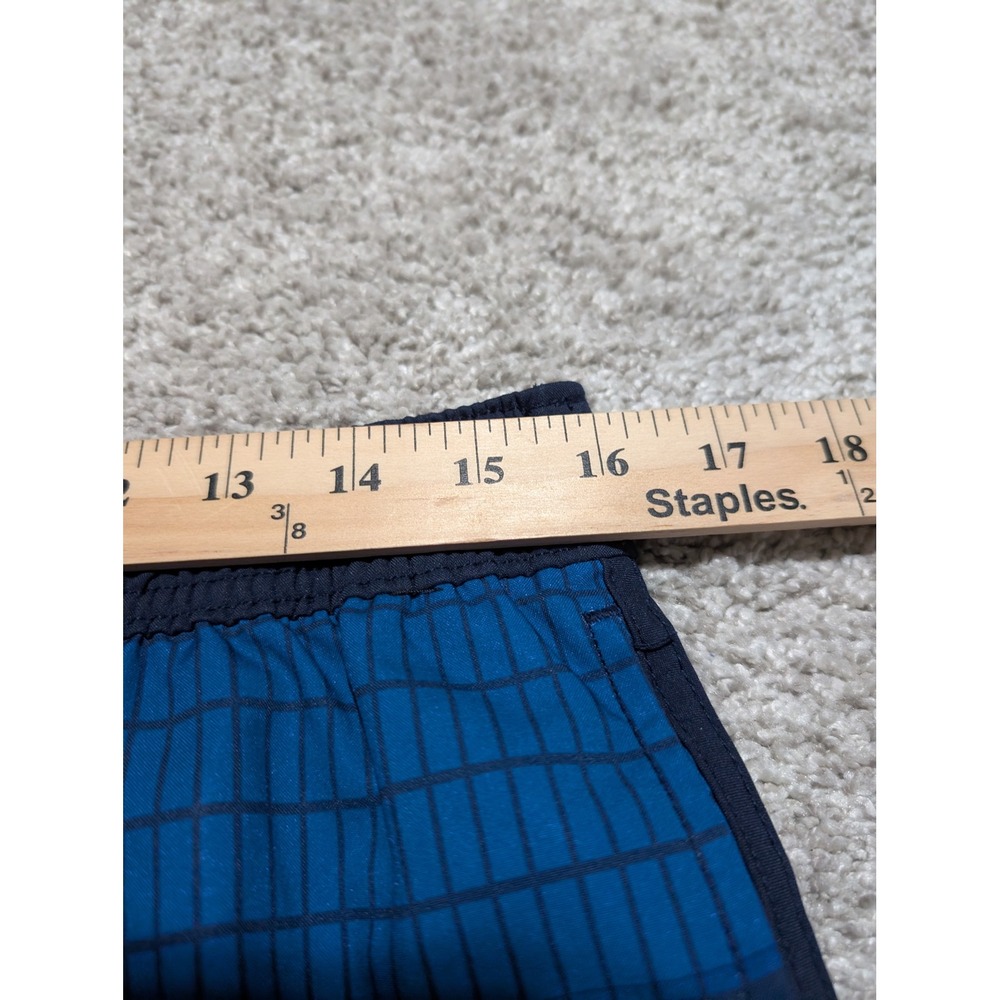 Speedo Swim Trunks Mens M Blue Grid Pattern Board Shorts Drawstring Mesh Liner - Picture 4 of 5